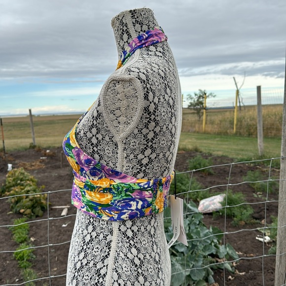 BNWT Zara Purple Floral Print Crop Top - Picture 7 of 14